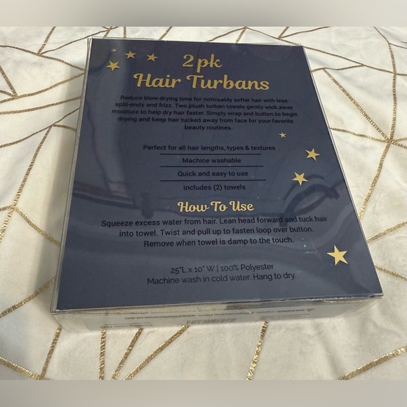 Tru Beauty Hair Turbans 2 Pack Moon And Stars New In Box - Picture 3 of 5